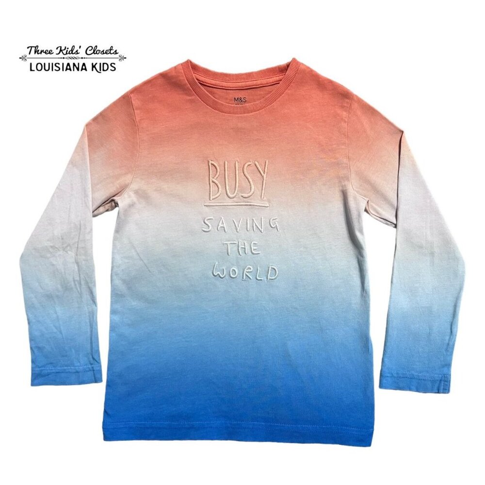 Marks & Spencer 3-4Y Tie-Dye Busy Saving The World Shirt